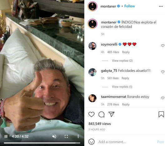 Ricardo Montaner felicita a Evaluna y Camilo. Foto: captura de Instagram/Ricardo Montaner